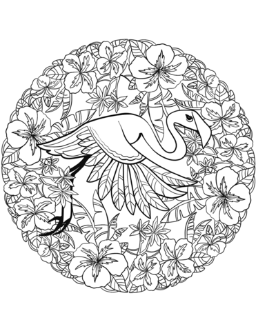 Flamingo Mandala Coloring Page